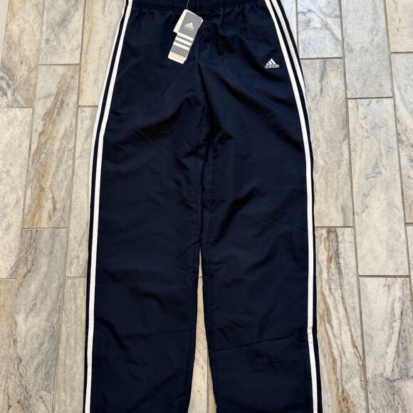 NEW Adidas women's small navy/white 3-Stripe Wind Pant Sweatpants MSRP $65 - Picture 1 of 6